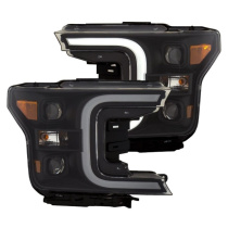 FORD F-150 Does not fit models with Factory LED Headlights 2018-2019 LED Projector Strålkastare Med Plank Style Switchback Svart / Orange ANZO